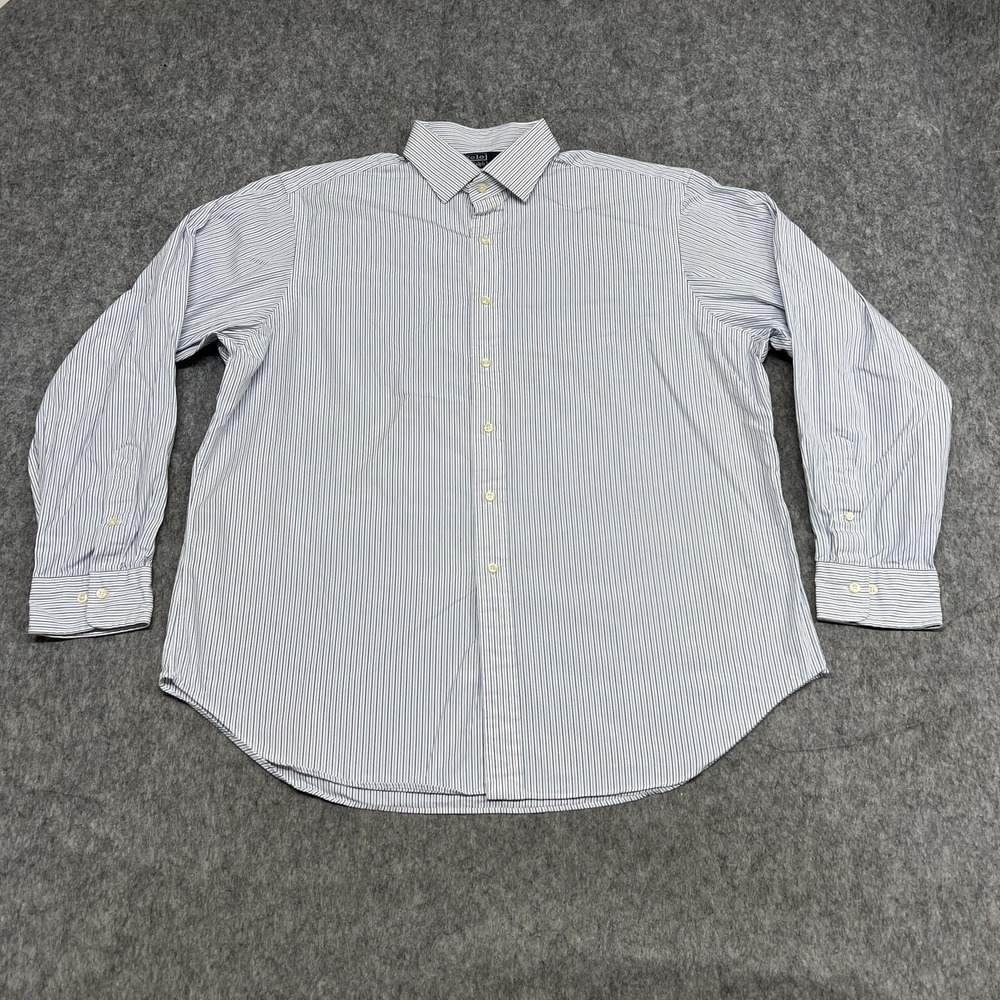 Polo Ralph Lauren Dress Shirt‎ Mens 18 36/37 Blue Stripe Regent Classic Career